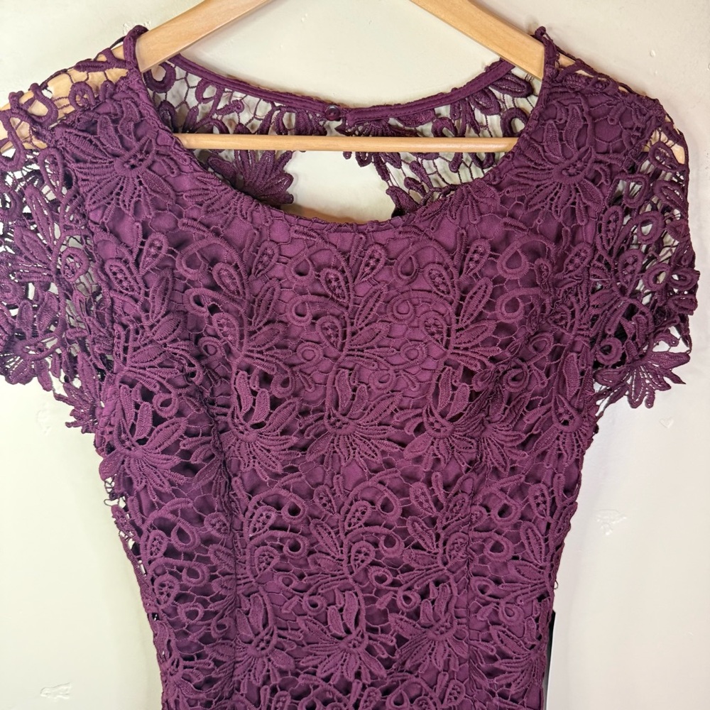 NWT Lulu's Size XL Lace Detailed Backless Mini Dress Burgundy Formal Wedding - Picture 3 of 8